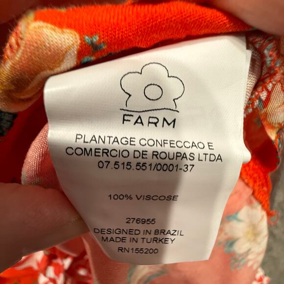 Farm Rio Anthropologie Kimono Open Front Coral Floral Animal Print One Size Fall - Picture 9 of 13